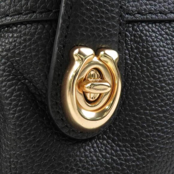 Auth COACH Backpack Black Leather/Goldtone - - Picture 5 of 14